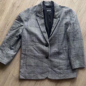 Madewell Black and White Plaid Blazer